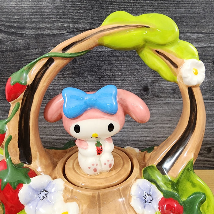 Hello Kitty & My Melody Strawberry Garden Teapot Ceramic Blue Sky Floral Tea Pot