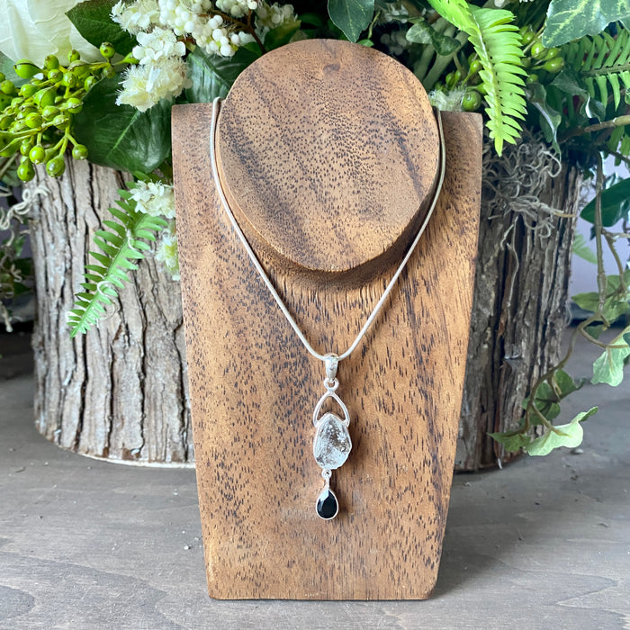 Herkimer Diamond + Black Onyx Pendant