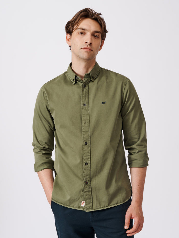 Aubin Olive Hessle Button Down Shirt | Oxford Shirt