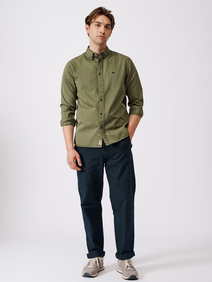 Aubin Olive Hessle Button Down Shirt | Oxford Shirt
