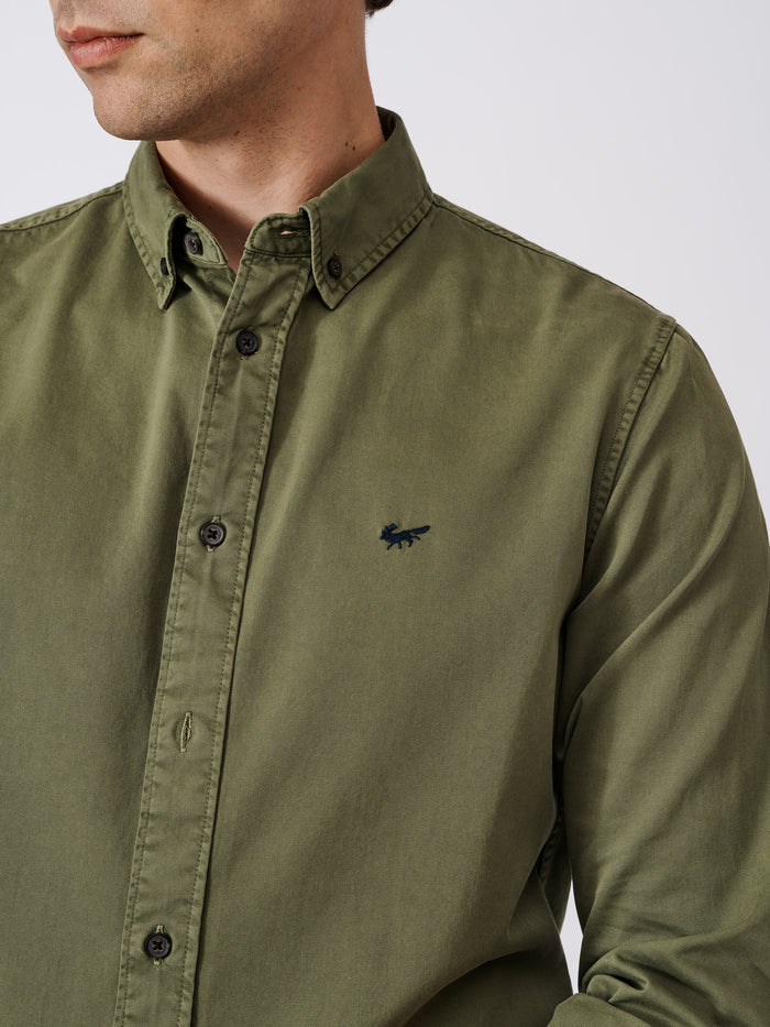 Aubin Olive Hessle Button Down Shirt | Oxford Shirt