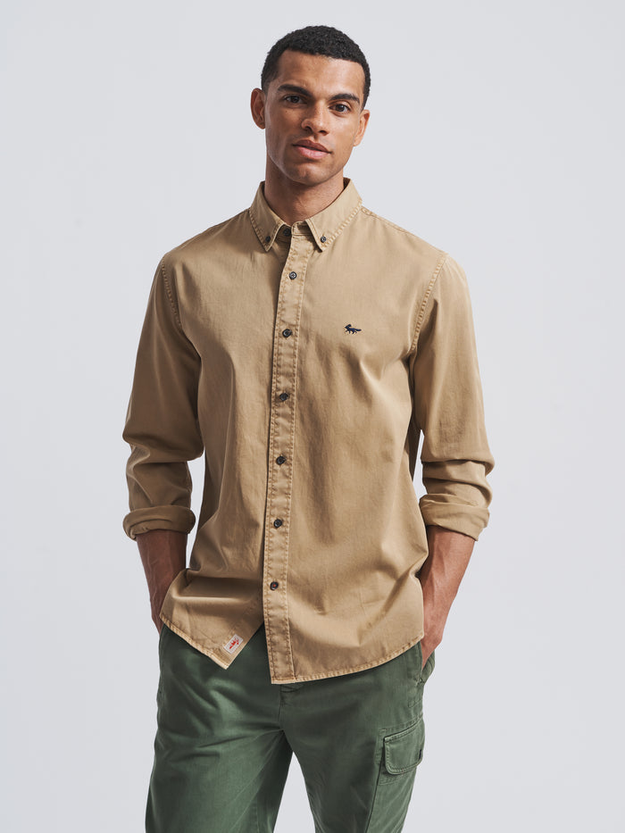 Aubin Sand Hessle Shirt | Oxford Shirt