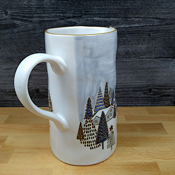 Holiday Christmas Pitcher Elk Ridge Winter Scene Decorative Home Deco Blue Sky