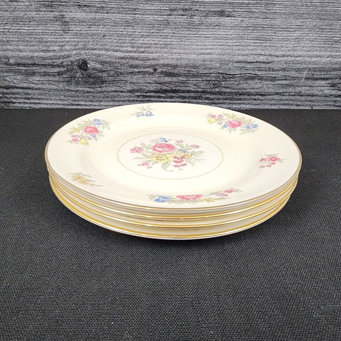 Homer Laughlin Dresden Bread Plate Set of 4 Eggshell Nautilus Floral 6 1/4â€ USA