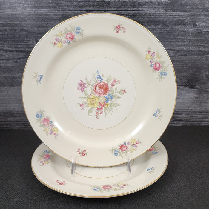 Homer Laughlin Dresden Dinner Plate Set of 2 Eggshell Nautilus Floral 10â€ USA