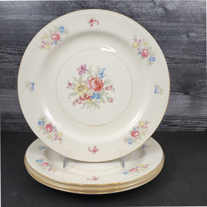 Homer Laughlin Dresden Dinner Plate Set of 4 Eggshell Nautilus Floral 10â€ USA