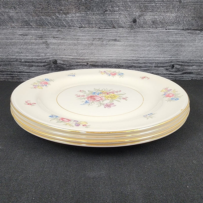 Homer Laughlin Dresden Dinner Plate Set of 4 Eggshell Nautilus Floral 10â€ USA