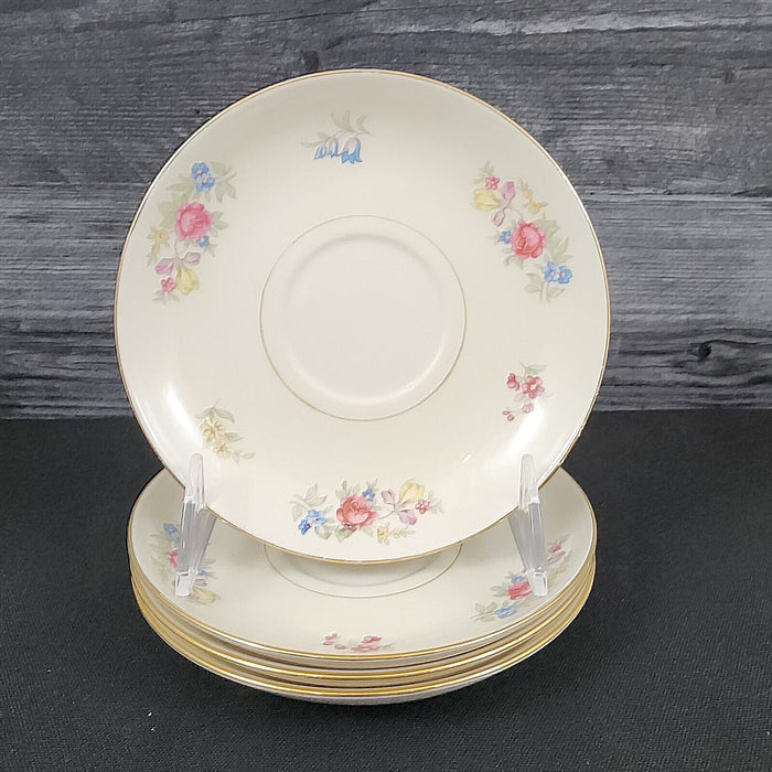 Homer Laughlin Dresden Saucer Set of 4 Eggshell Nautilus Floral 6â€ USA