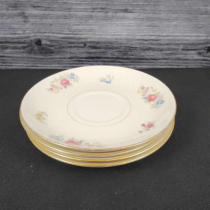 Homer Laughlin Dresden Saucer Set of 4 Eggshell Nautilus Floral 6â€ USA