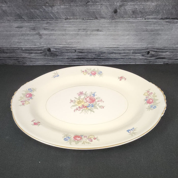 Homer Laughlin Dresden Serving Platter Oval 11" Eggshell Nautilus Floral USA