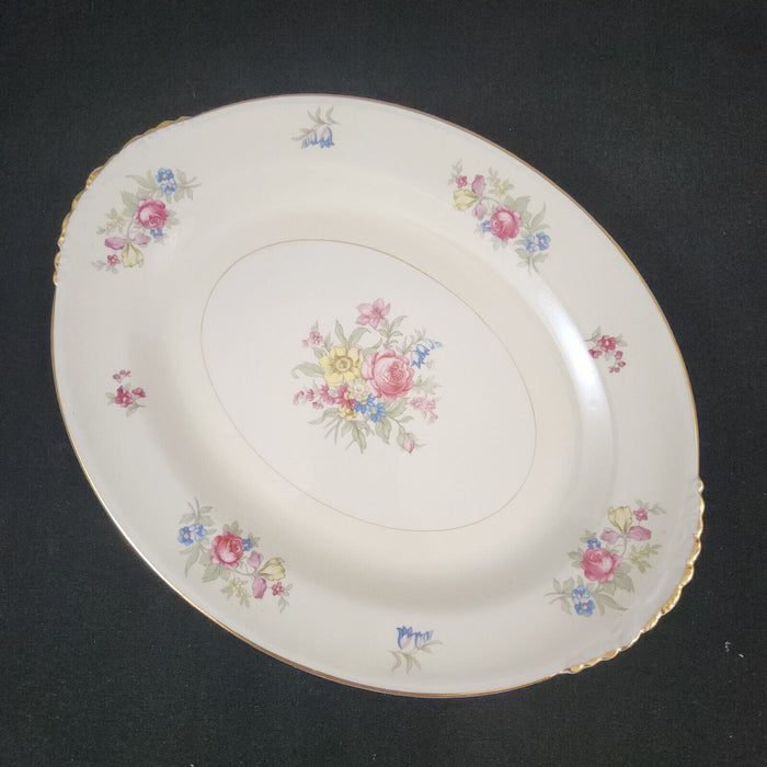 Homer Laughlin Dresden Serving Platter Oval 11" Eggshell Nautilus Floral USA