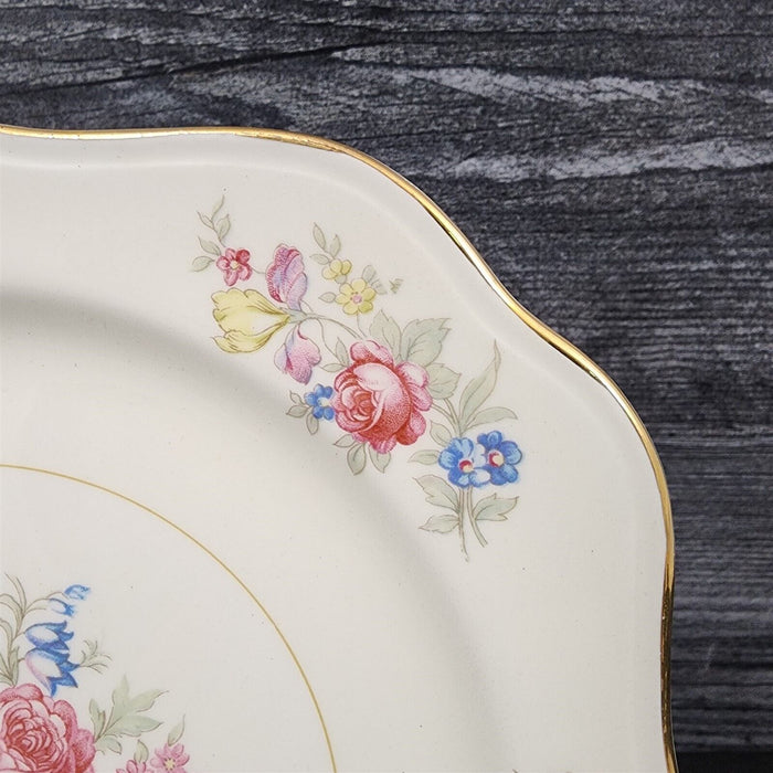 Homer Laughlin Dresden Square Salad 2 Plate Set Eggshell Nautilus Floral 8” USA
