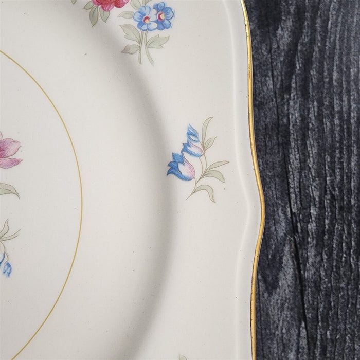 Homer Laughlin Dresden Square Salad 2 Plate Set Eggshell Nautilus Floral 8” USA
