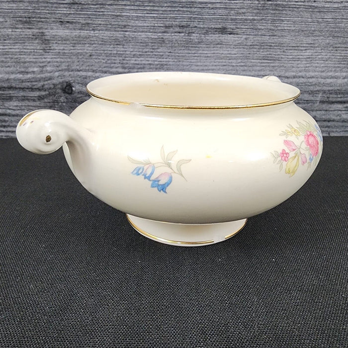 Homer Laughlin Dresden Sugar Bowl No Lid Eggshell Nautilus Floral USA