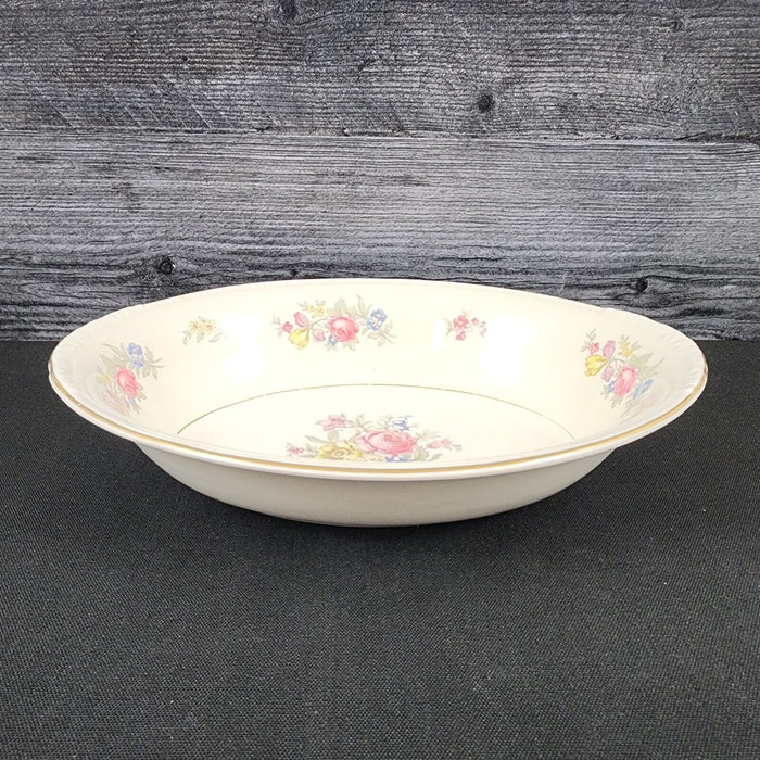Homer Laughlin Dresden Vegetable Bowl Oval 9 3/8" Eggshell Nautilus Floral USA