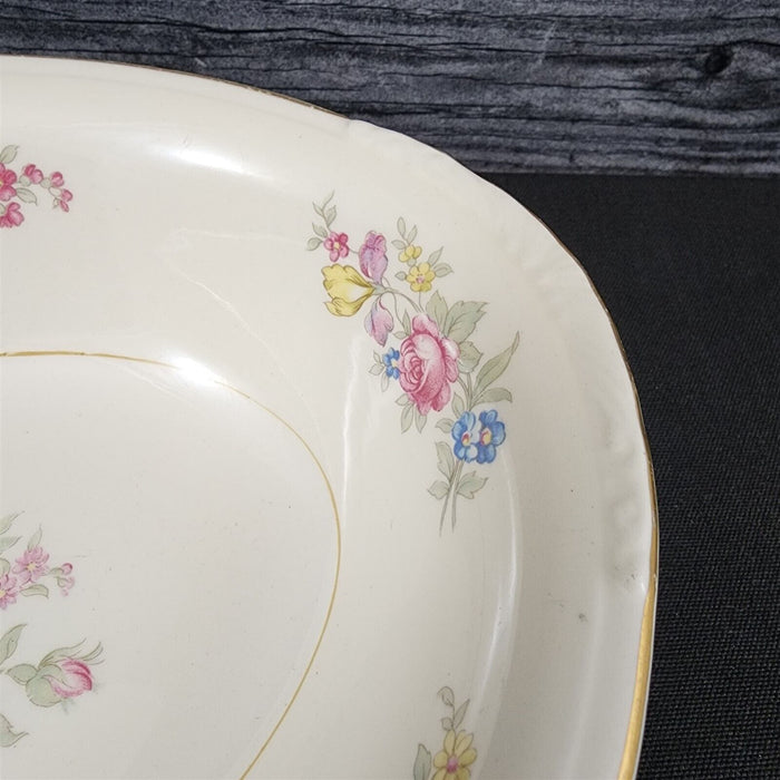 Homer Laughlin Dresden Vegetable Bowl Oval 9 3/8" Eggshell Nautilus Floral USA