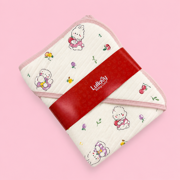 Hooded Baby Wrapper (Receiving Blanket) | Rabbit Print