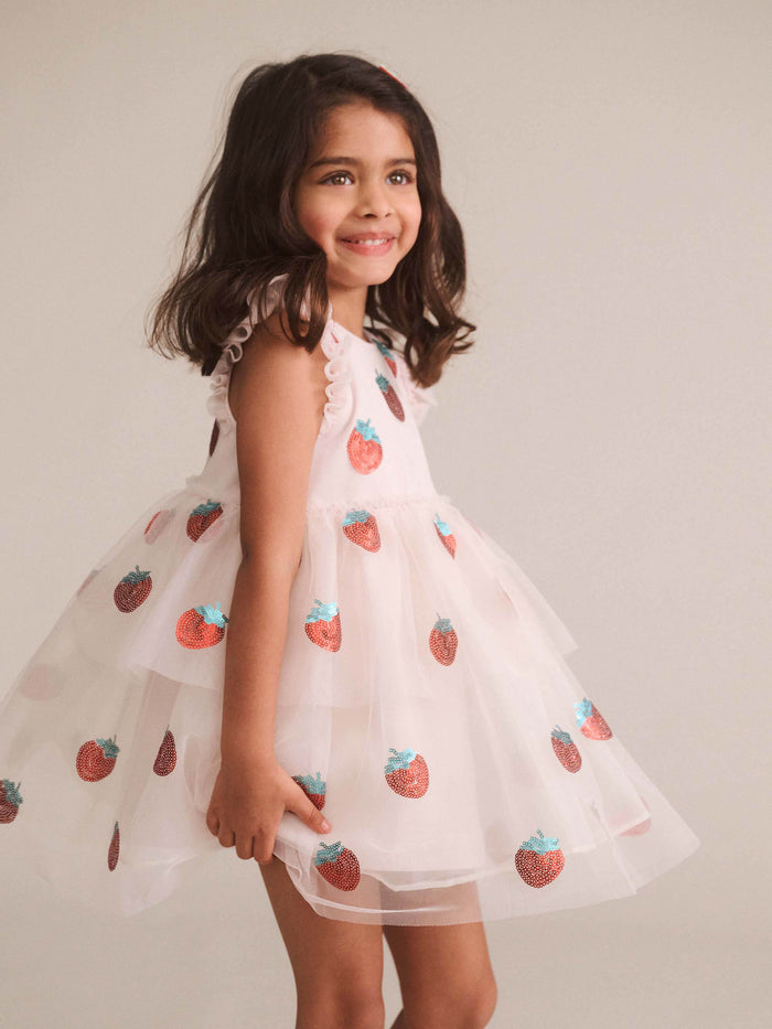 Hux Sequin Strawberry Tulle Dress