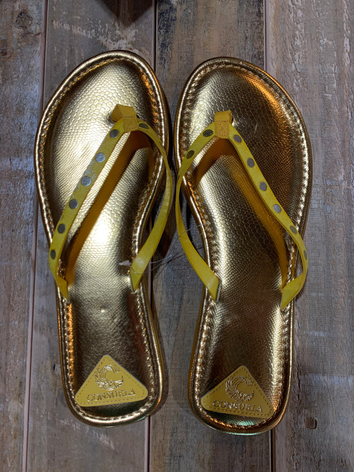 Consuela Shimmer Flip Flops