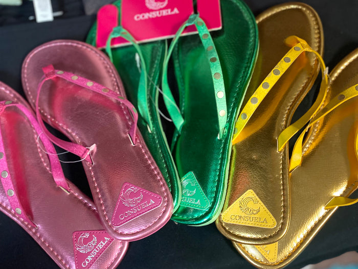 Consuela Shimmer Flip Flops