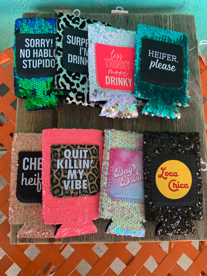 Sequin Tall Can/Bottle Koozie -assorted