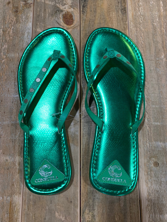 Consuela Shimmer Flip Flops