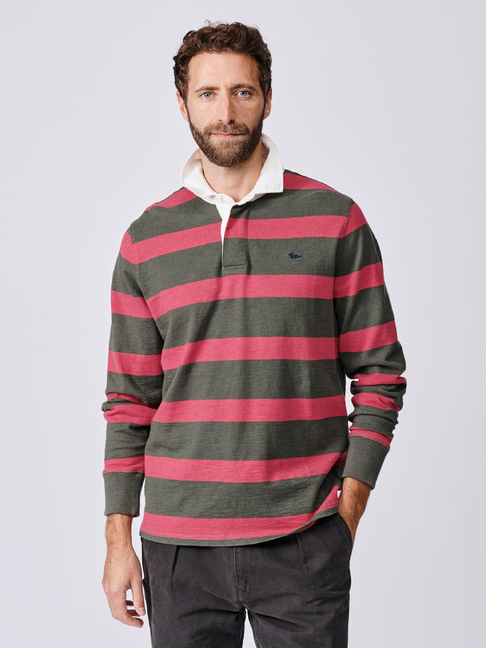 Aubin Khaki/Washed Pink Irnham Rugby Shirt | Rugby Shirts