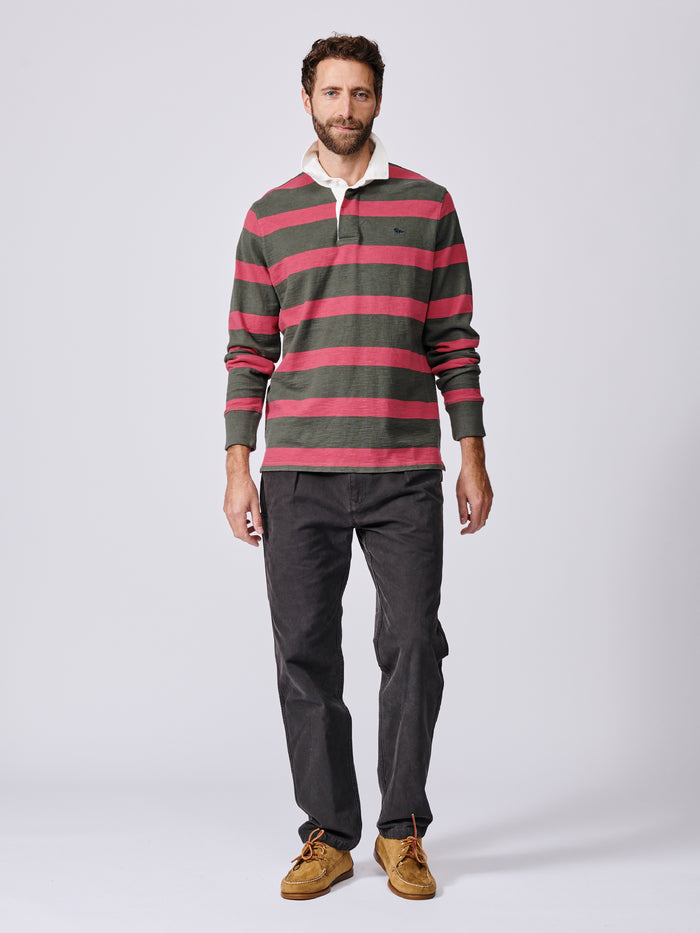 Aubin Khaki/Washed Pink Irnham Rugby Shirt | Rugby Shirts