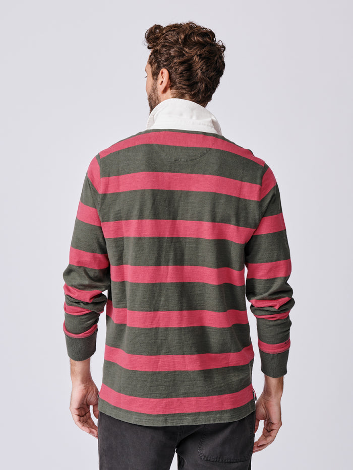 Aubin Khaki/Washed Pink Irnham Rugby Shirt | Rugby Shirts
