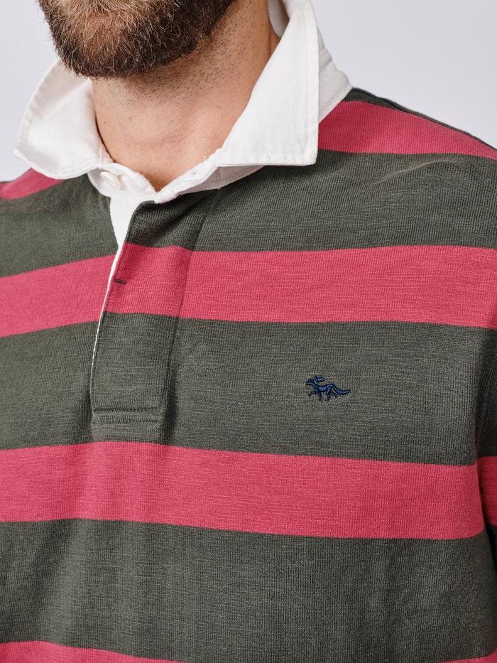 Aubin Khaki/Washed Pink Irnham Rugby Shirt | Rugby Shirts