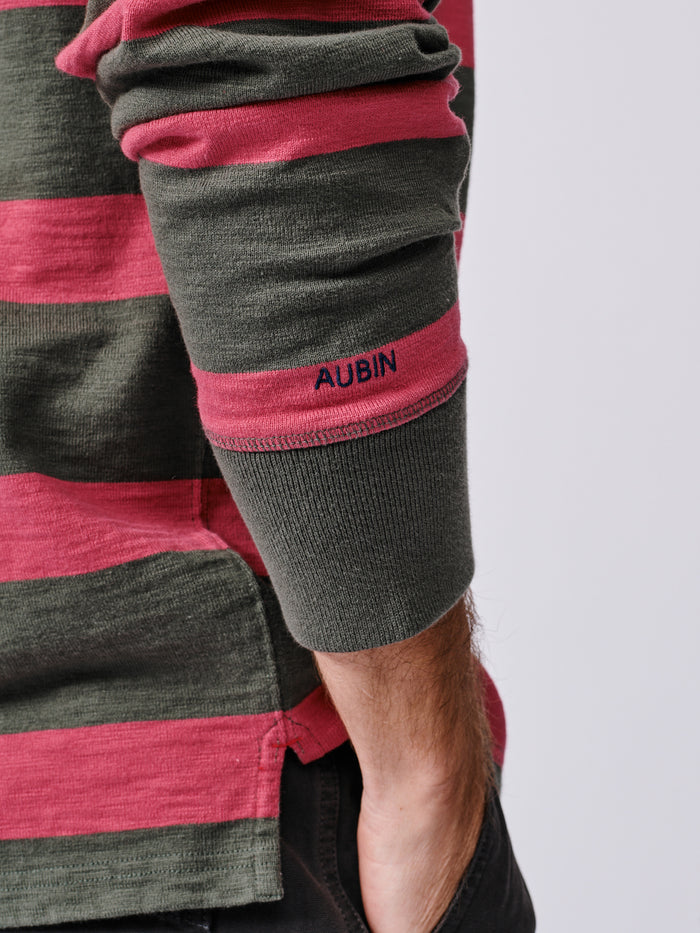 Aubin Khaki/Washed Pink Irnham Rugby Shirt | Rugby Shirts