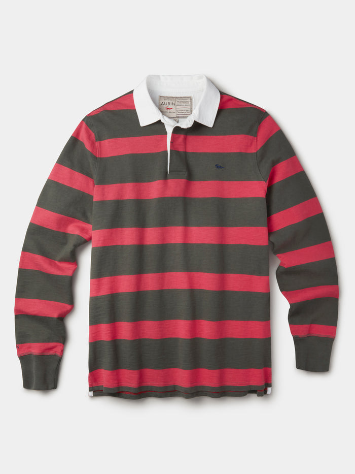 Aubin Khaki/Washed Pink Irnham Rugby Shirt | Rugby Shirts