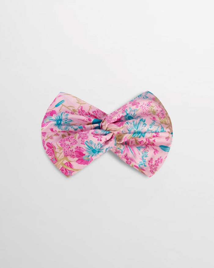 Isa Floral Print Silk Twist Headband - Pink