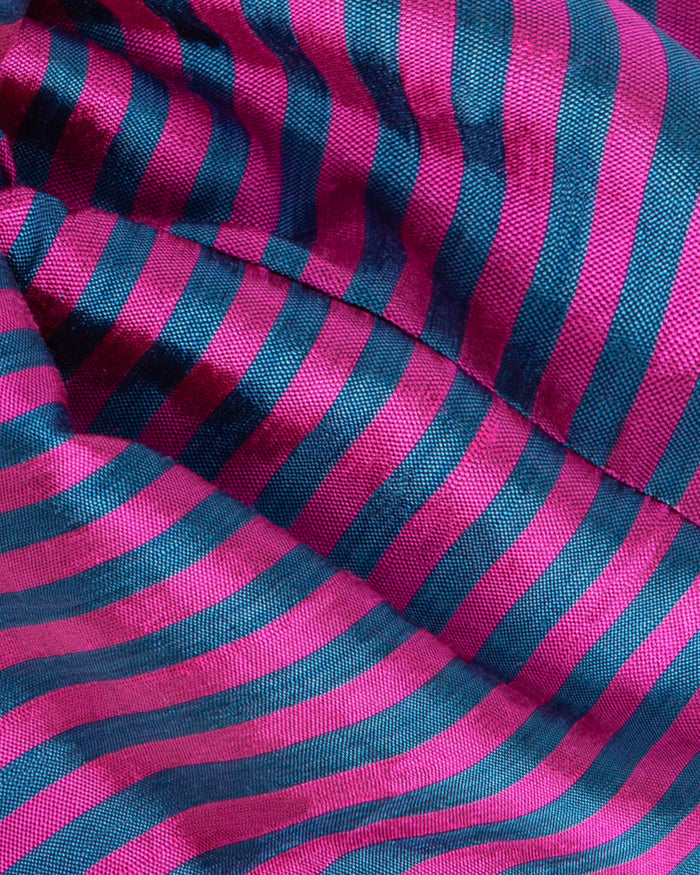 Isa Woven Stripe Silk Twist Headband - Fuscia Stripe