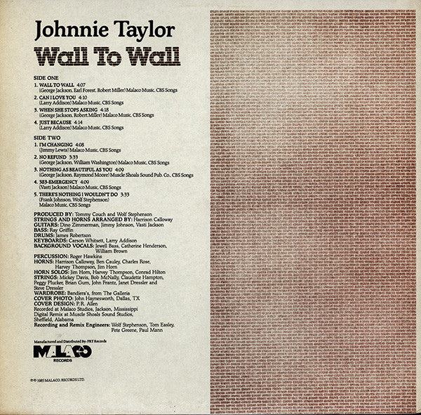 Johnnie Taylor - Wall To Wall (1985 US Press)