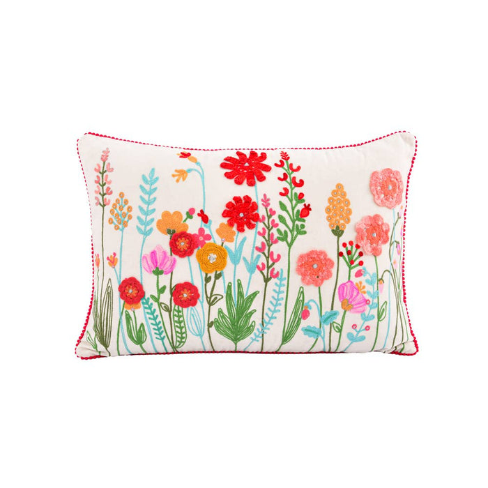 Karma Living - CROCHET EYE CATCHING FLORAL VELVET PILLOW