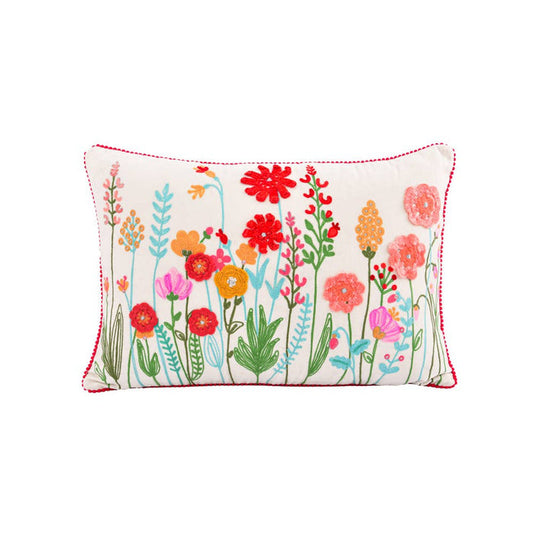 Karma Living - CROCHET EYE CATCHING FLORAL VELVET PILLOW
