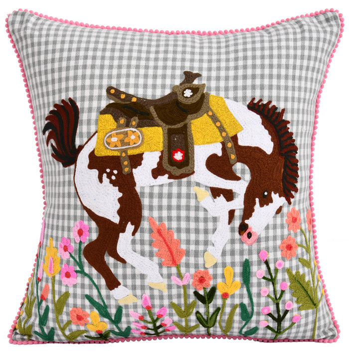 Karma Living - Rodeo Bucking Horse Pillow 18 x 18"