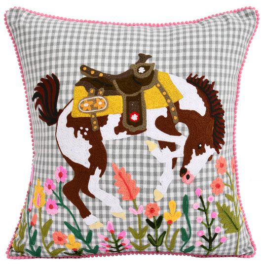 Karma Living - Rodeo Bucking Horse Pillow 18 x 18"