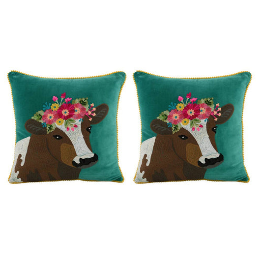 Karma Living COW COTTON VELVET PILLOW