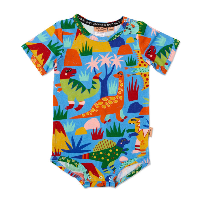 Kip & Co Dinosaur Roar Organic Short Sleeve Romper