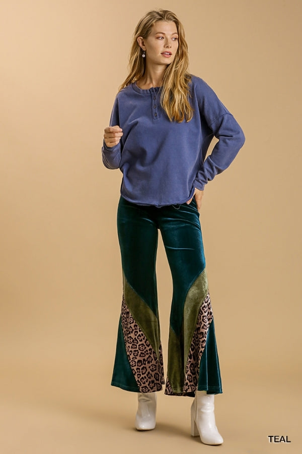 Knit Velvet Stretch Wide Flare Leg Pant