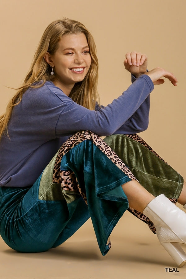 Knit Velvet Stretch Wide Flare Leg Pant