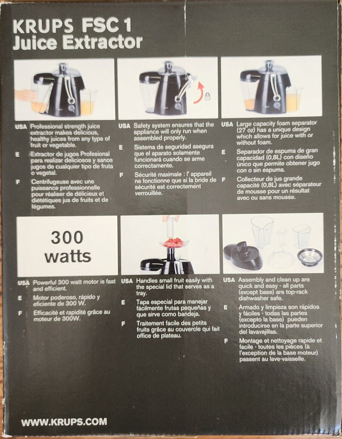 Krups Xl Large Juice Extractor Citrus Fruit Juicer Fsc1 With Instruction Manual