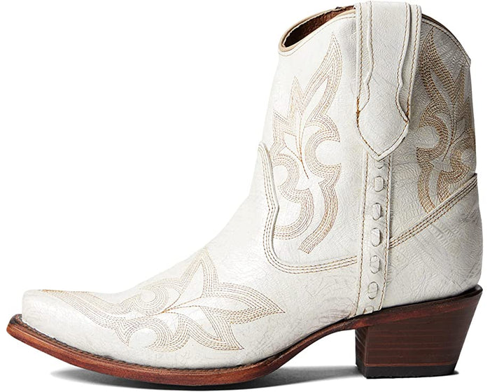 Ladies Pearl Embroidery & Zipper Ankle Booties