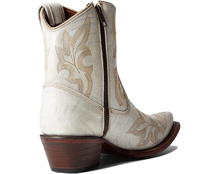 Ladies Pearl Embroidery & Zipper Ankle Booties
