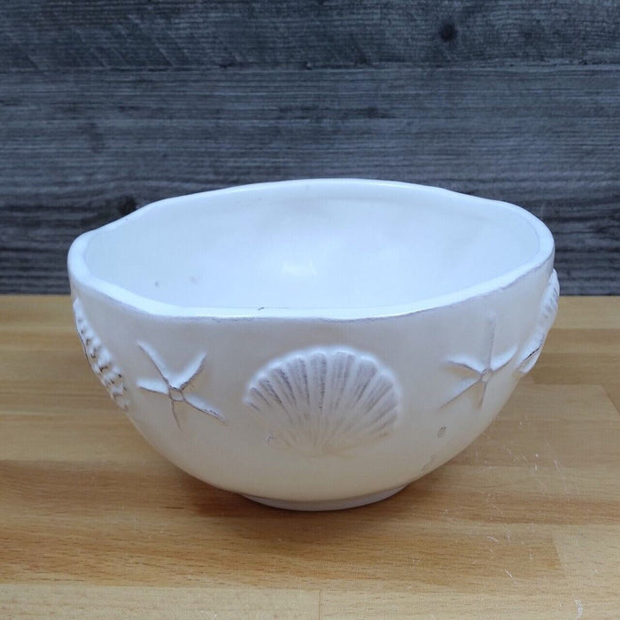 Laguna Coastal Shell White Bowl Decorative Sea Life Nautical by Blue Sky