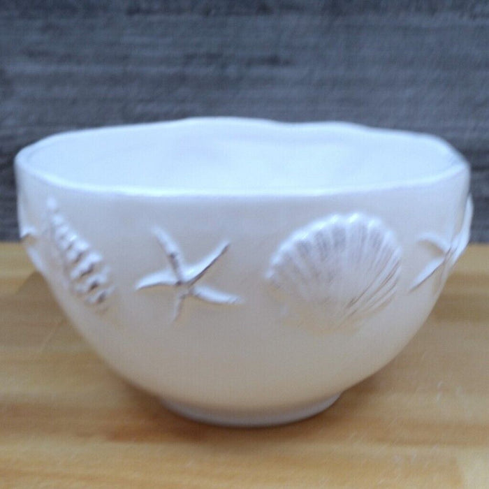 Laguna Coastal Shell White Bowl Decorative Sea Life Nautical by Blue Sky