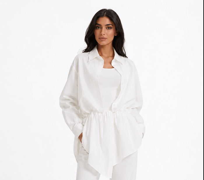Layered Shirt-Waist Tank Top – Ivory