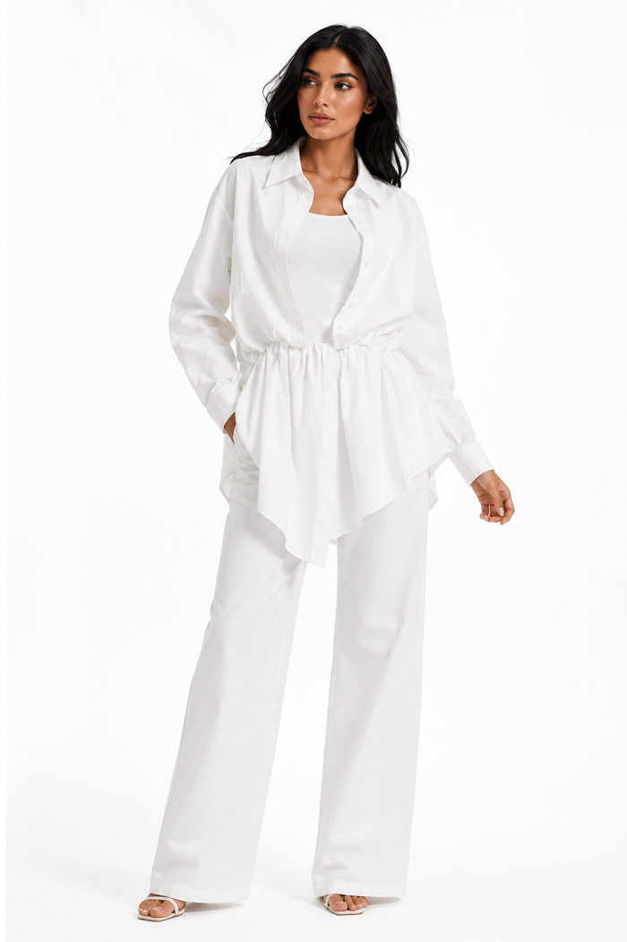 Layered Shirt-Waist Tank Top – Ivory